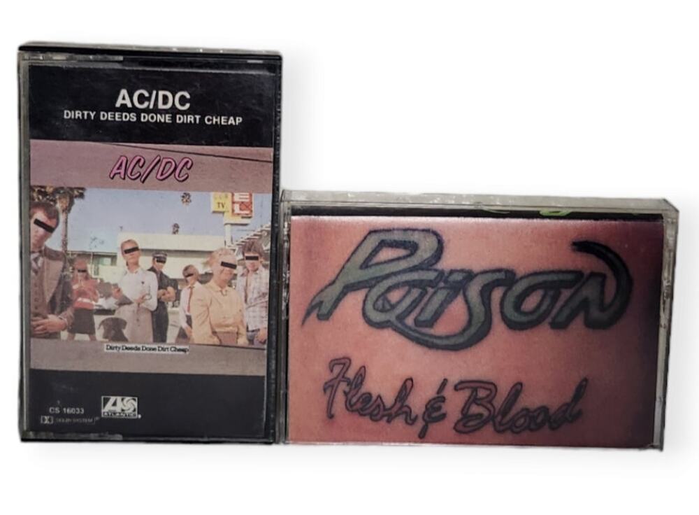 AC/DC Dirty Deeds Done Dirt Cheap And Poison Flesh & Blood Tested Cassette Lot